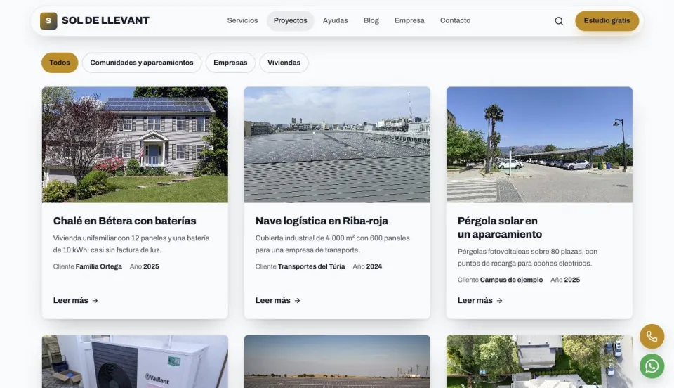 Proyectos de Sol de Llevant con filtros por categoría