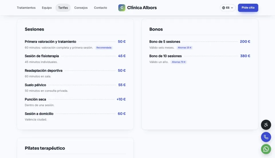 Tarifas de Clínica Albors
